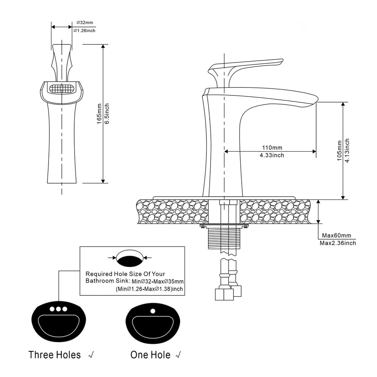 Single Handle Waterfall Bathroom Vanity Faucets Brushed Nickel - buyfaucet.com