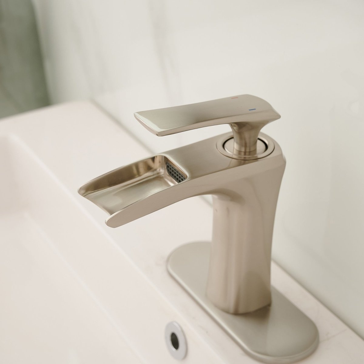 Single Handle Waterfall Bathroom Vanity Faucets Brushed Nickel - buyfaucet.com