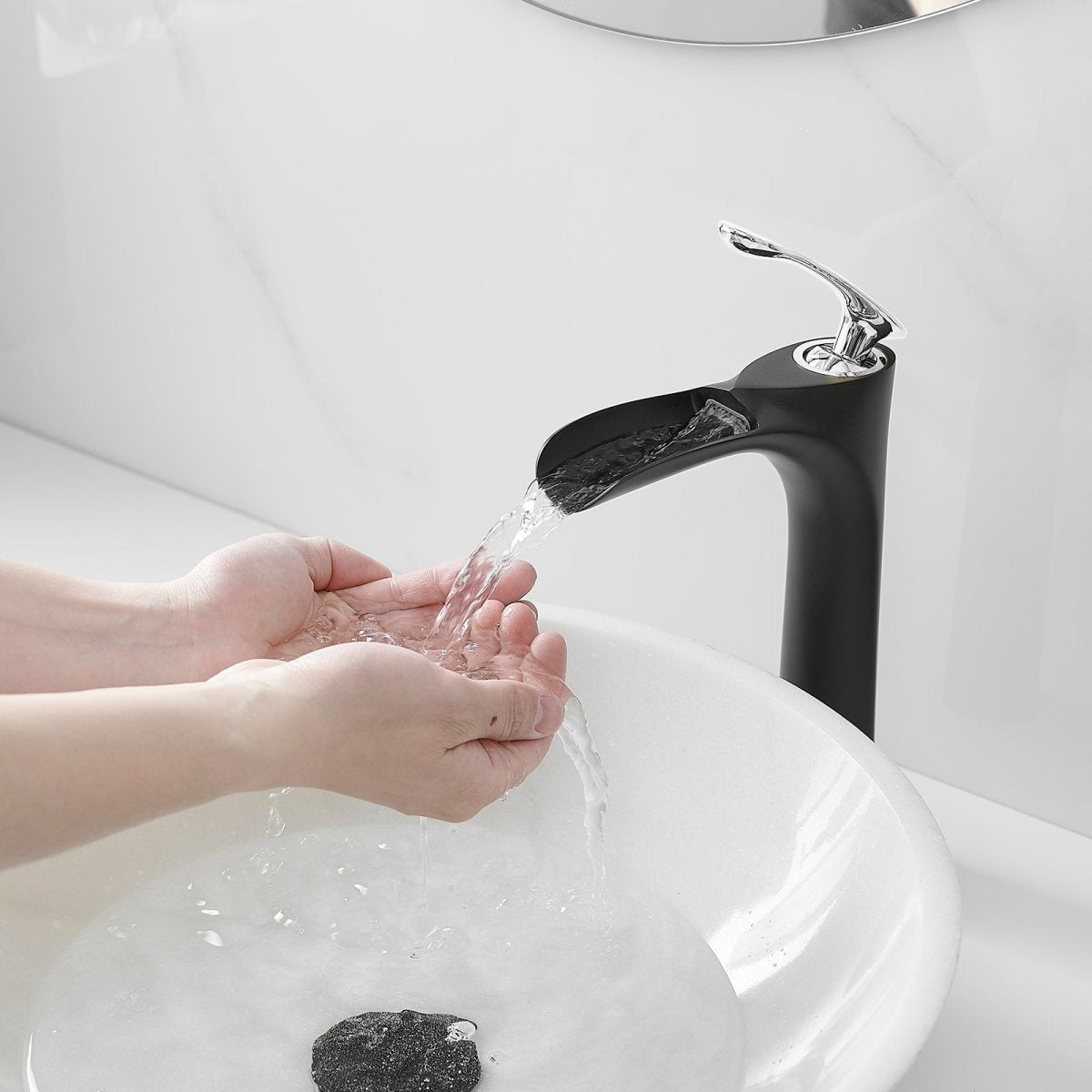 Single Handle without Overflow Bathroom Faucet Black Chrome - buyfaucet.com