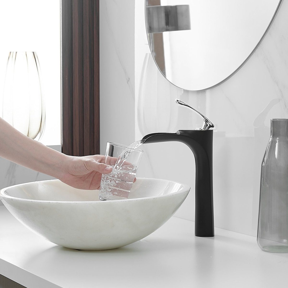 Single Handle without Overflow Bathroom Faucet Black Chrome - buyfaucet.com