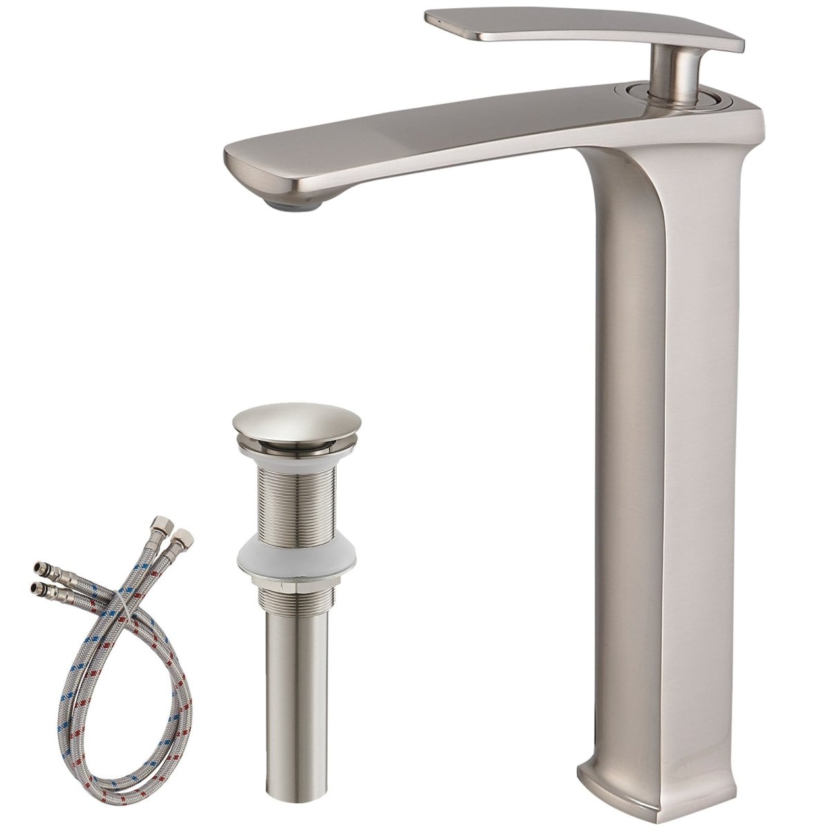 Single Handle without Overflow Vessel Bathroom Faucet Nickel - buyfaucet.com
