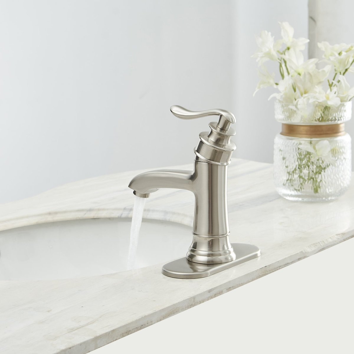 Single Hole 1-Handle Bathroom Faucet Brushed Nickel - buyfaucet.com