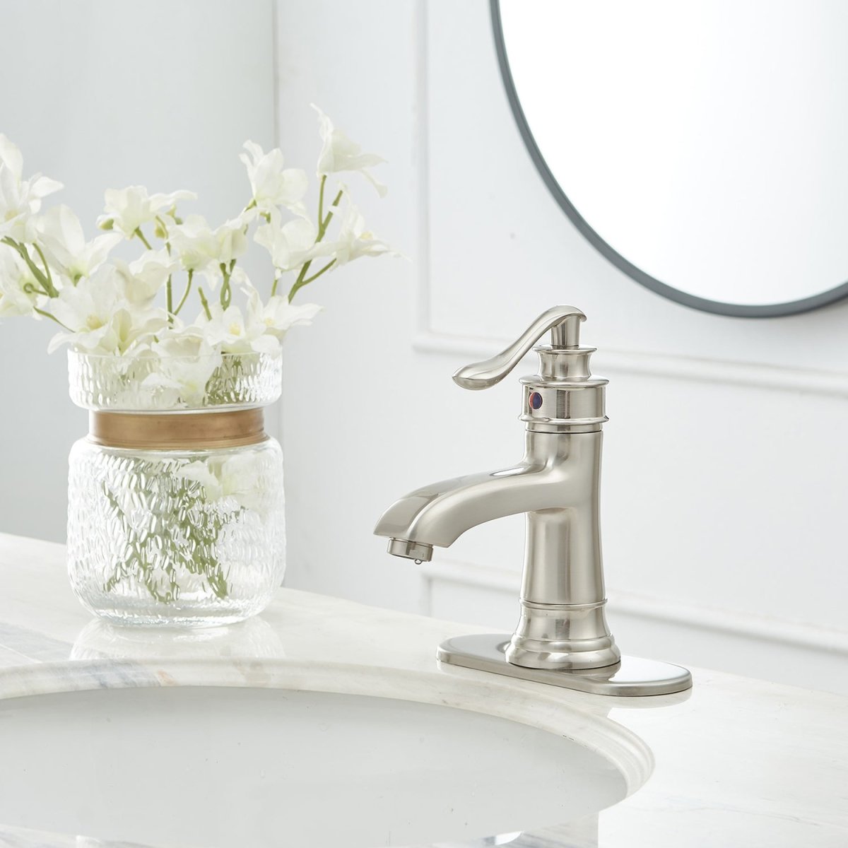 Single Hole 1-Handle Bathroom Faucet Brushed Nickel - buyfaucet.com