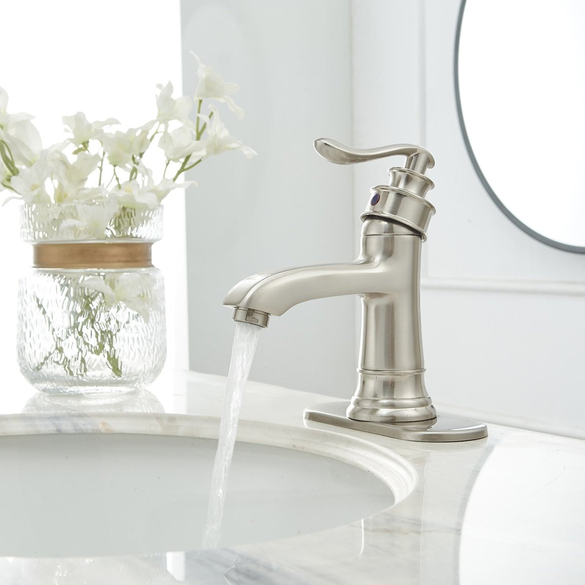 Single Hole 1-Handle Bathroom Faucet Brushed Nickel - buyfaucet.com