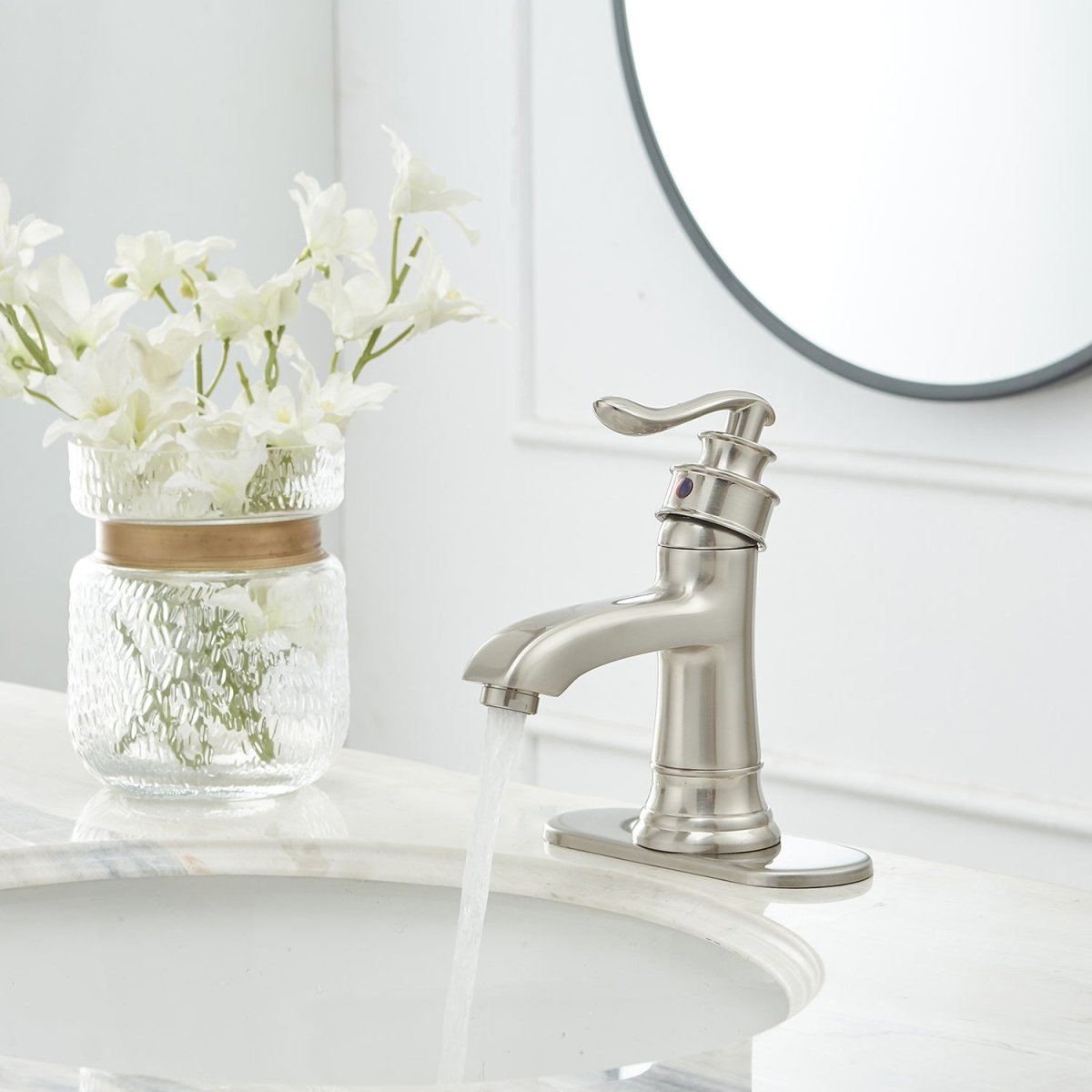 Single Hole 1-Handle Bathroom Faucet Brushed Nickel - buyfaucet.com