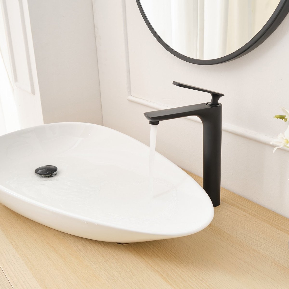 Single Hole 1-Handle Bathroom Faucet with Swivel Spout Black - buyfaucet.com