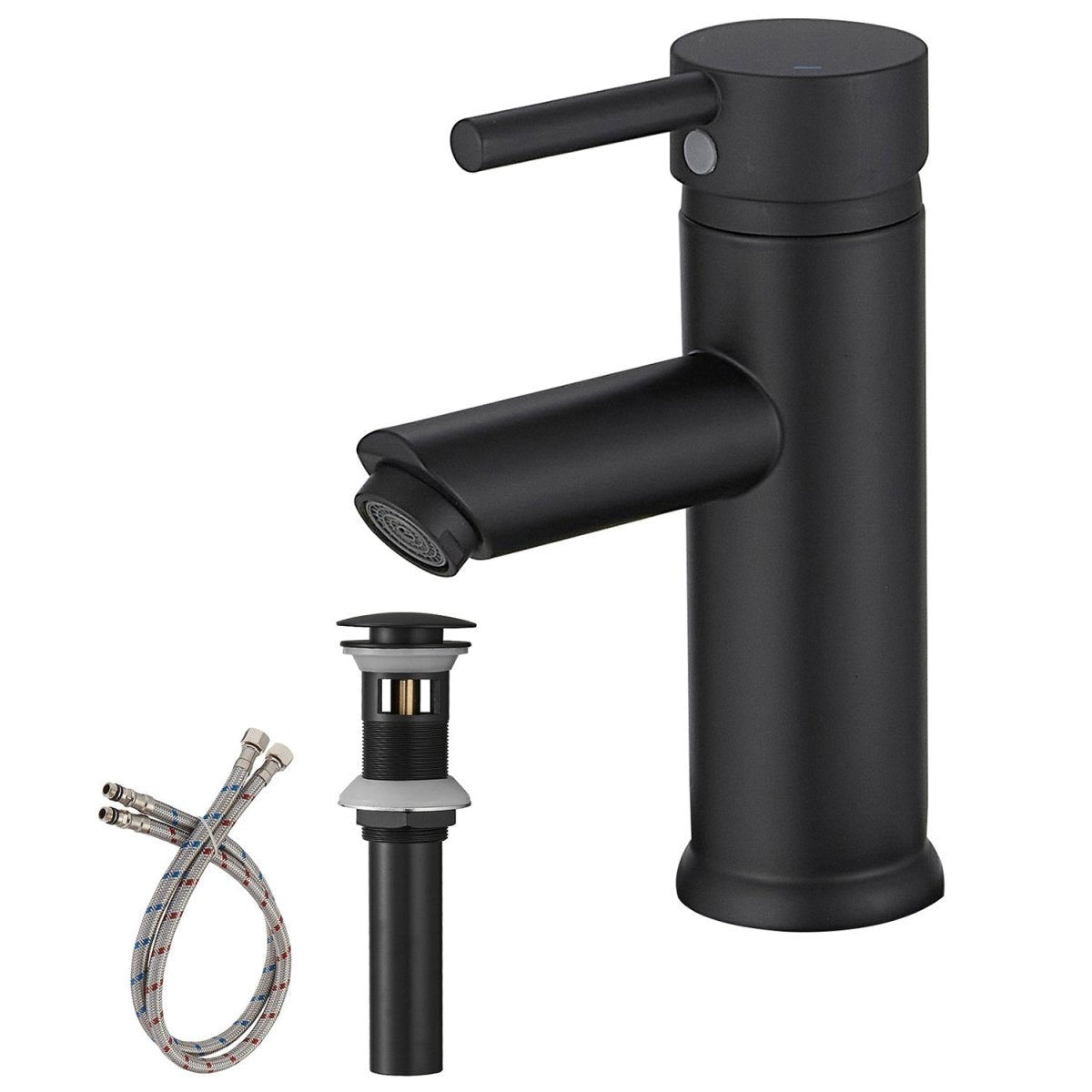 Single Hole Bathroom Faucet With Pop Up Drain in Matte Black - buyfaucet.com