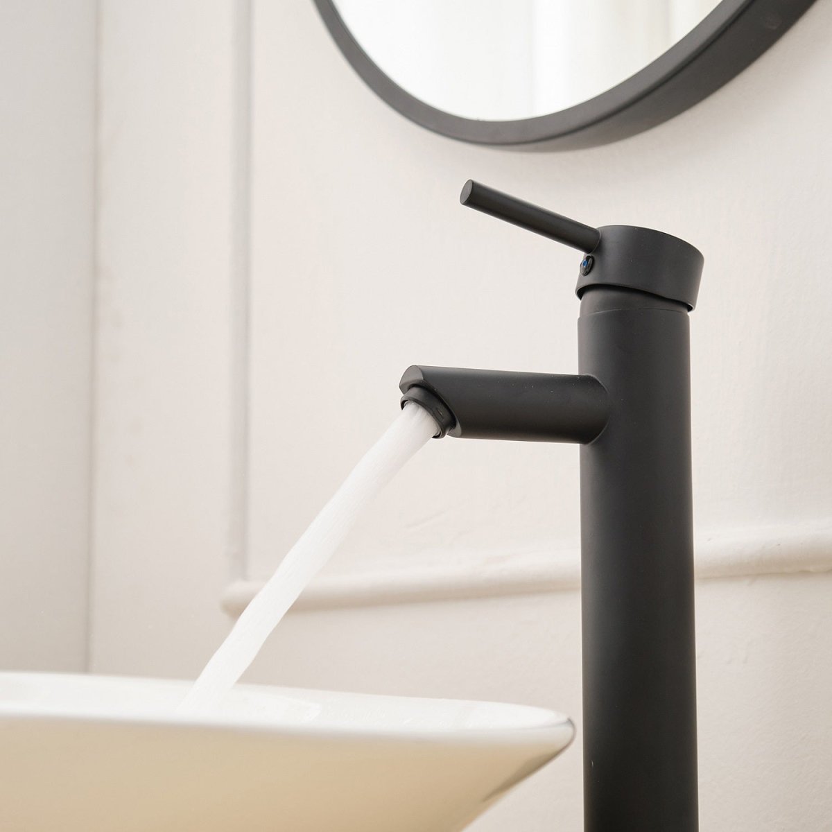 Single Hole Bathroom Faucet with Supply Hose in Matte Black - buyfaucet.com