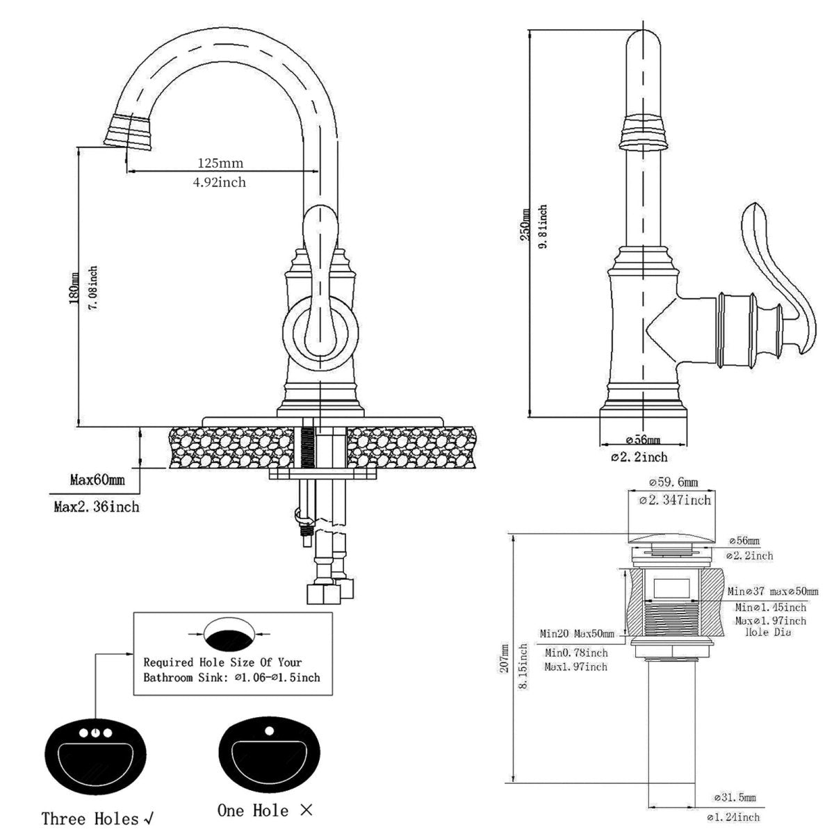 Single Hole Bathroom Faucet with Swivel Spout Brushed Nickel - buyfaucet.com