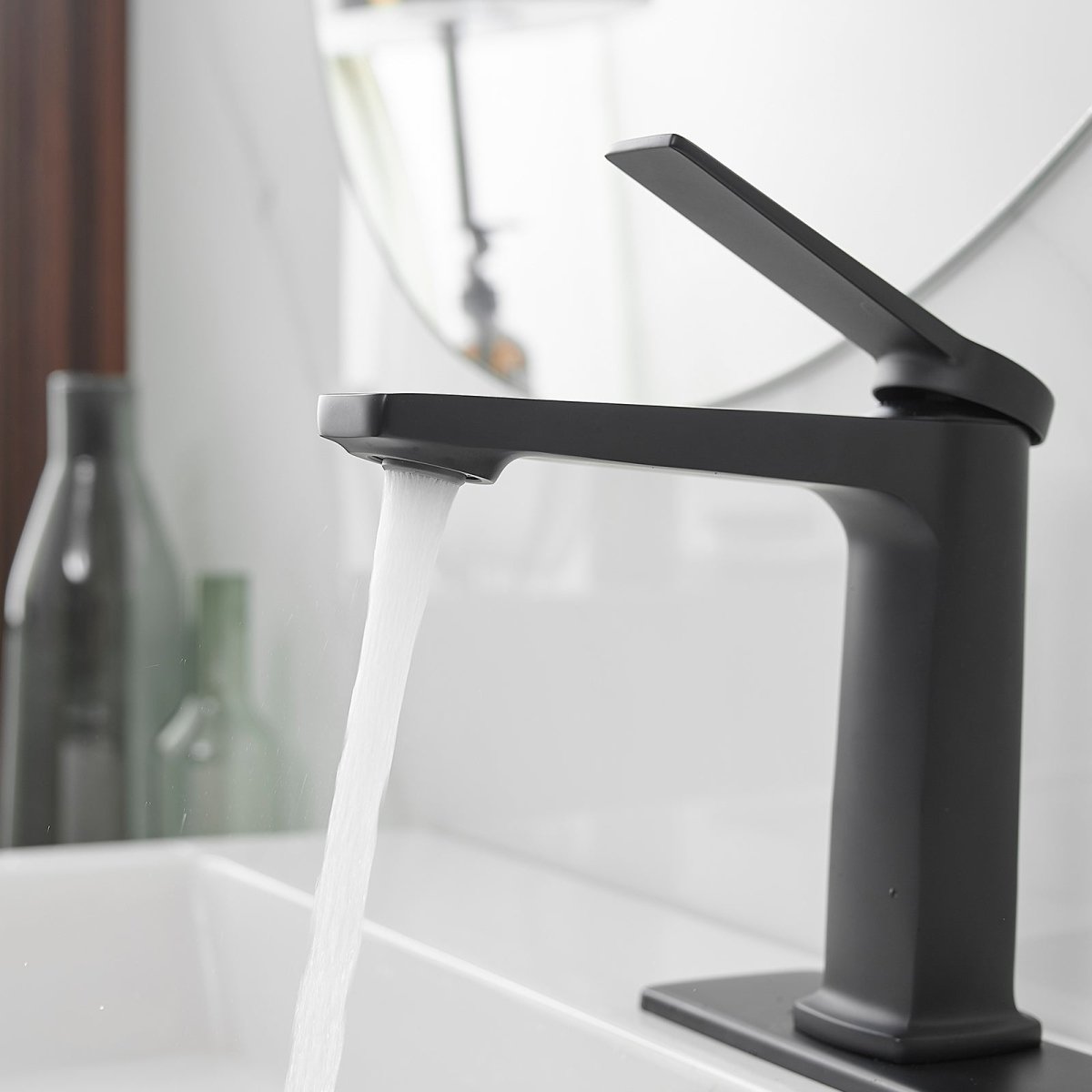Single Hole Bathroom Sink Faucet with Pop Up Drain Black - buyfaucet.com