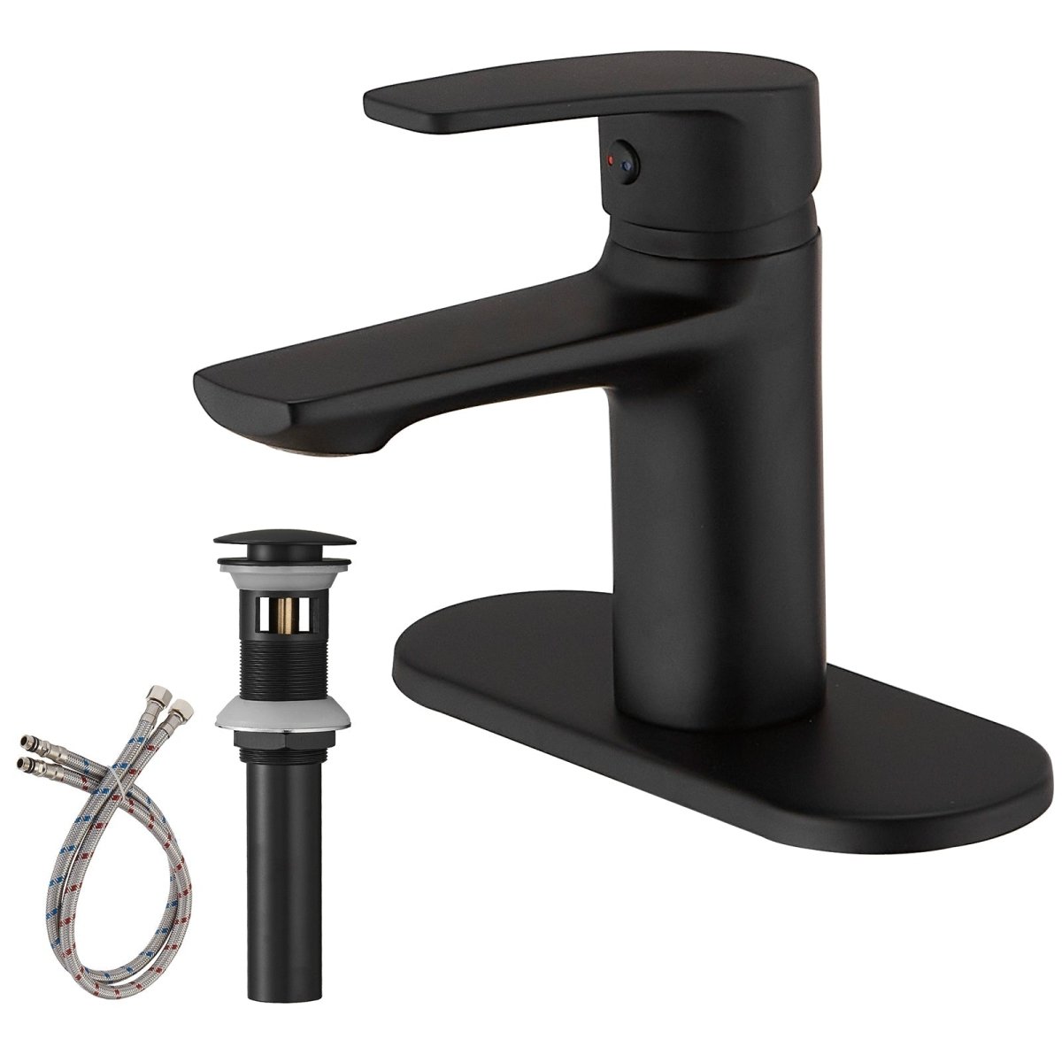 Single Hole Commercial Bathroom Sink Faucet with Drain Black - buyfaucet.com