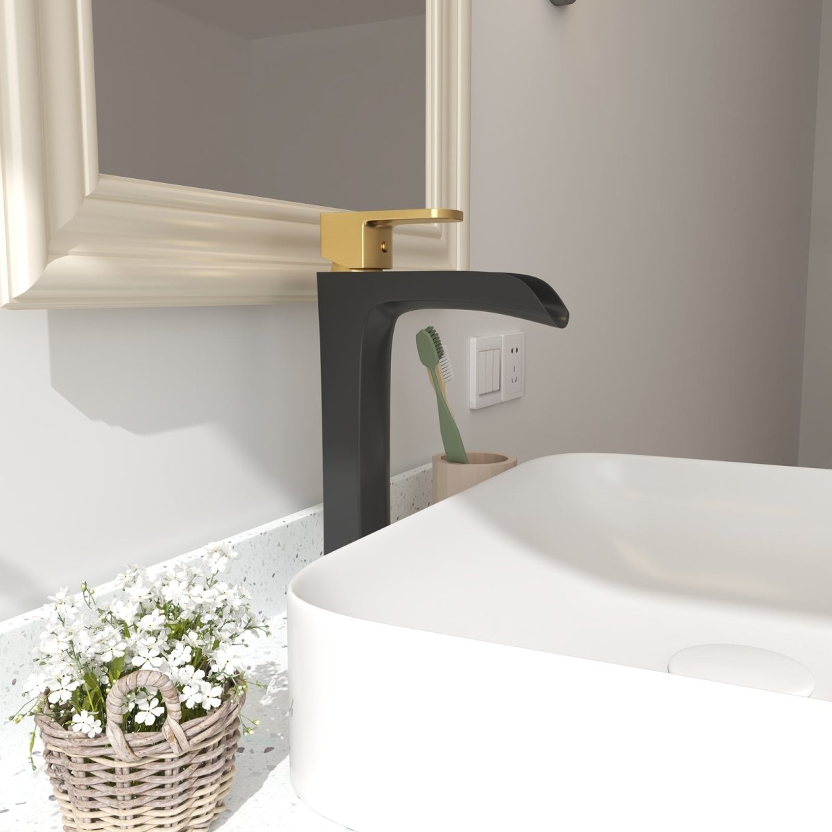 Single Hole Single Handle Bathroom Faucet Black Gold - buyfaucet.com