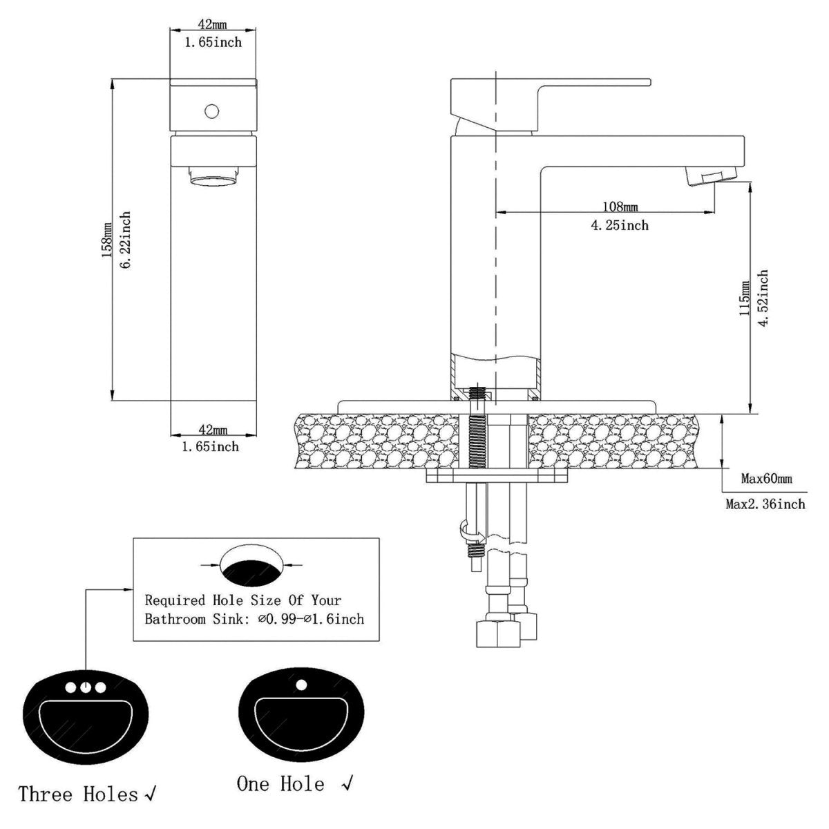 Single Hole Single-Handle Bathroom Faucet Chrome - buyfaucet.com