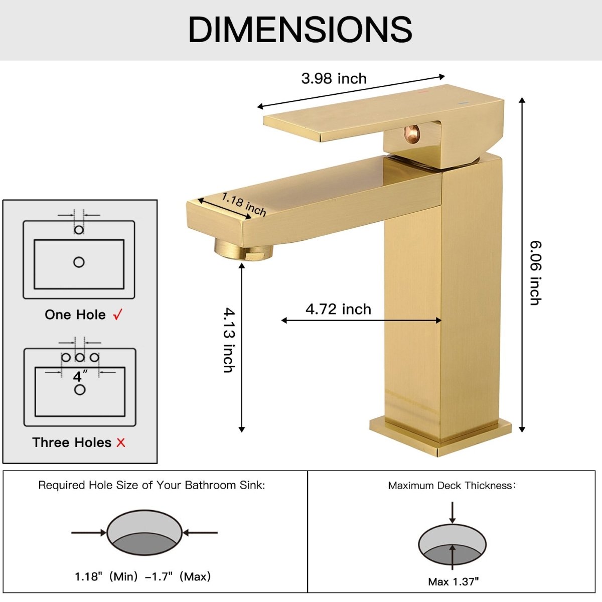 Single Hole Single-Handle Bathroom Faucet in Brushed Gold - buyfaucet.com