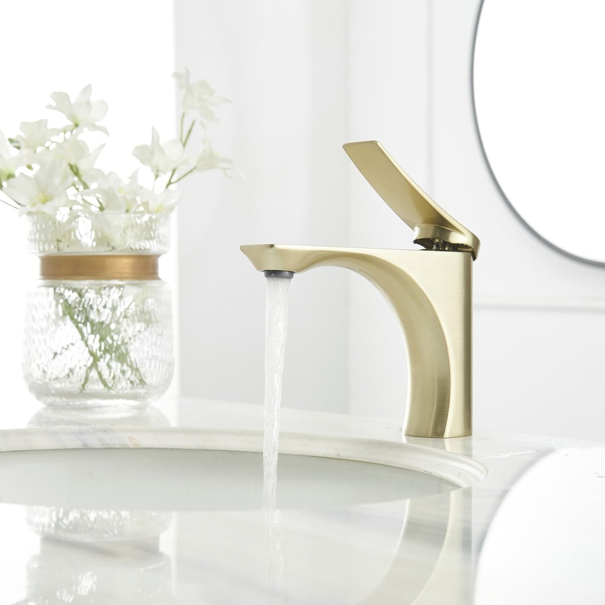 Single Hole Single-Handle Bathroom Faucet in Brushed Gold - buyfaucet.com