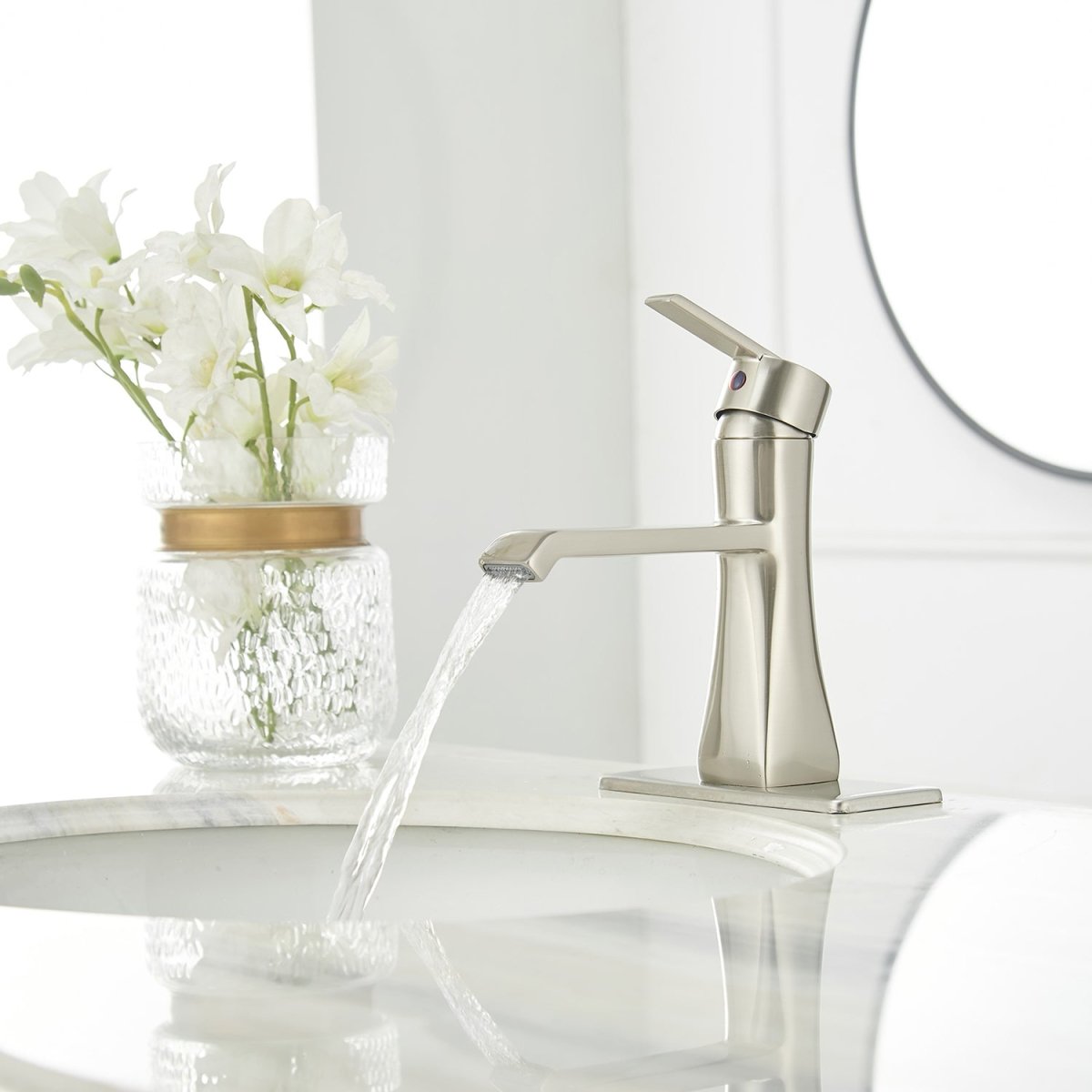 Single Hole Single-Handle Bathroom Faucet in Brushed Nickel - buyfaucet.com