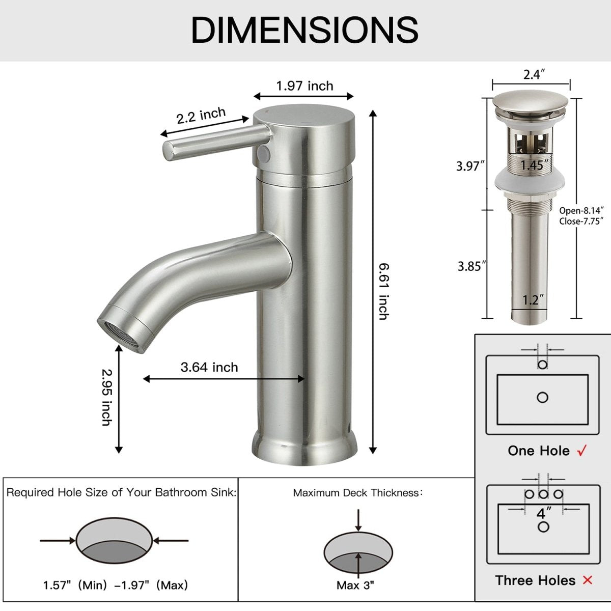 Single Hole Single-Handle Bathroom Faucet in Brushed Nickel - buyfaucet.com