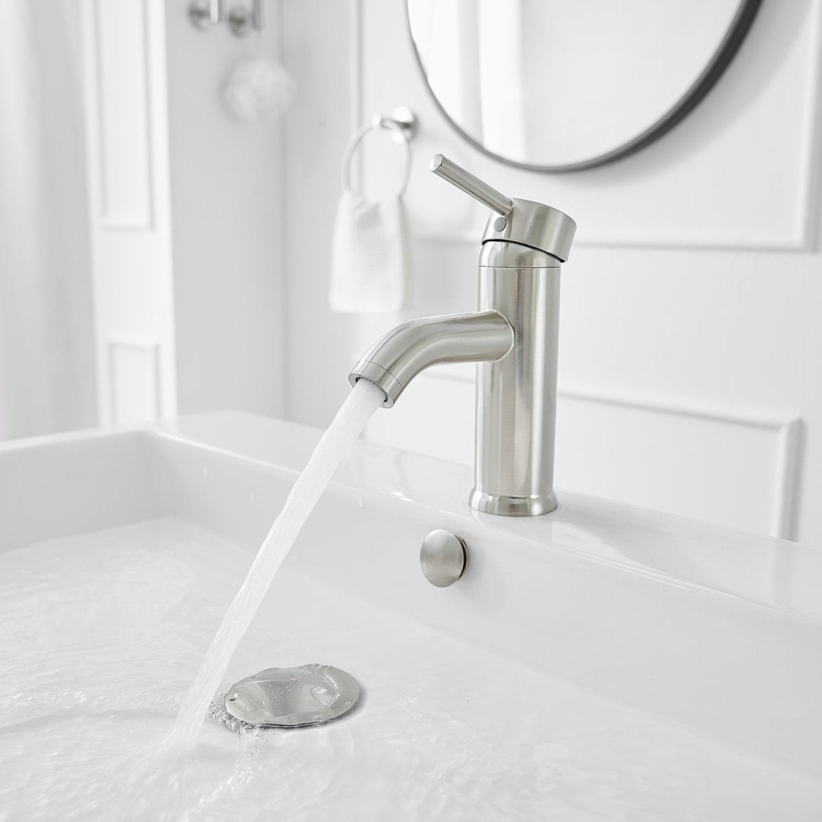 Single Hole Single-Handle Bathroom Faucet in Brushed Nickel - buyfaucet.com