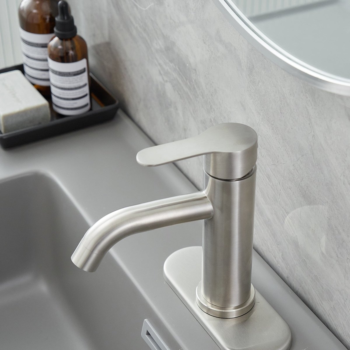 Single Hole Single-Handle Bathroom Faucet in Brushed Nickel - buyfaucet.com