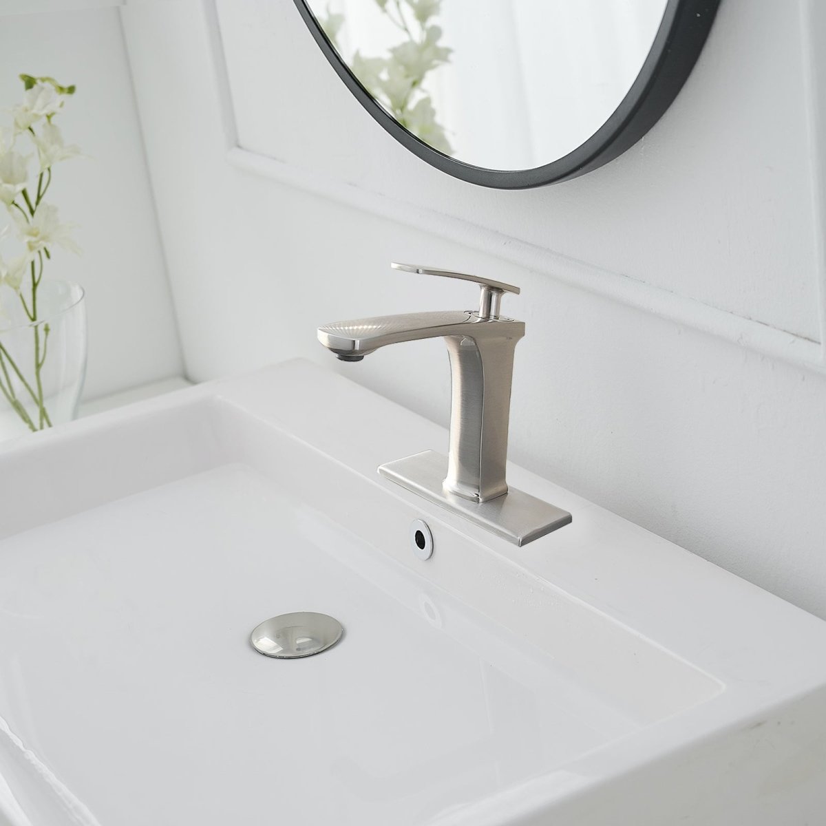 Single Hole Single-Handle Bathroom Faucet in Brushed Nickel - buyfaucet.com