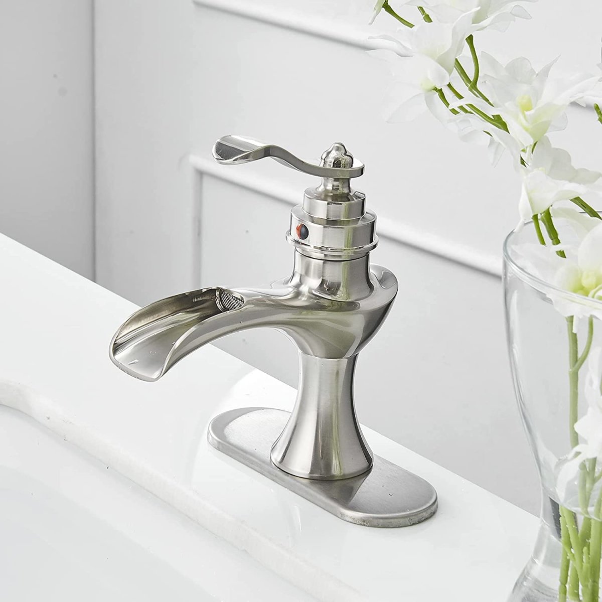 Single Hole Single-Handle Bathroom Faucet in Brushed Nickel - buyfaucet.com