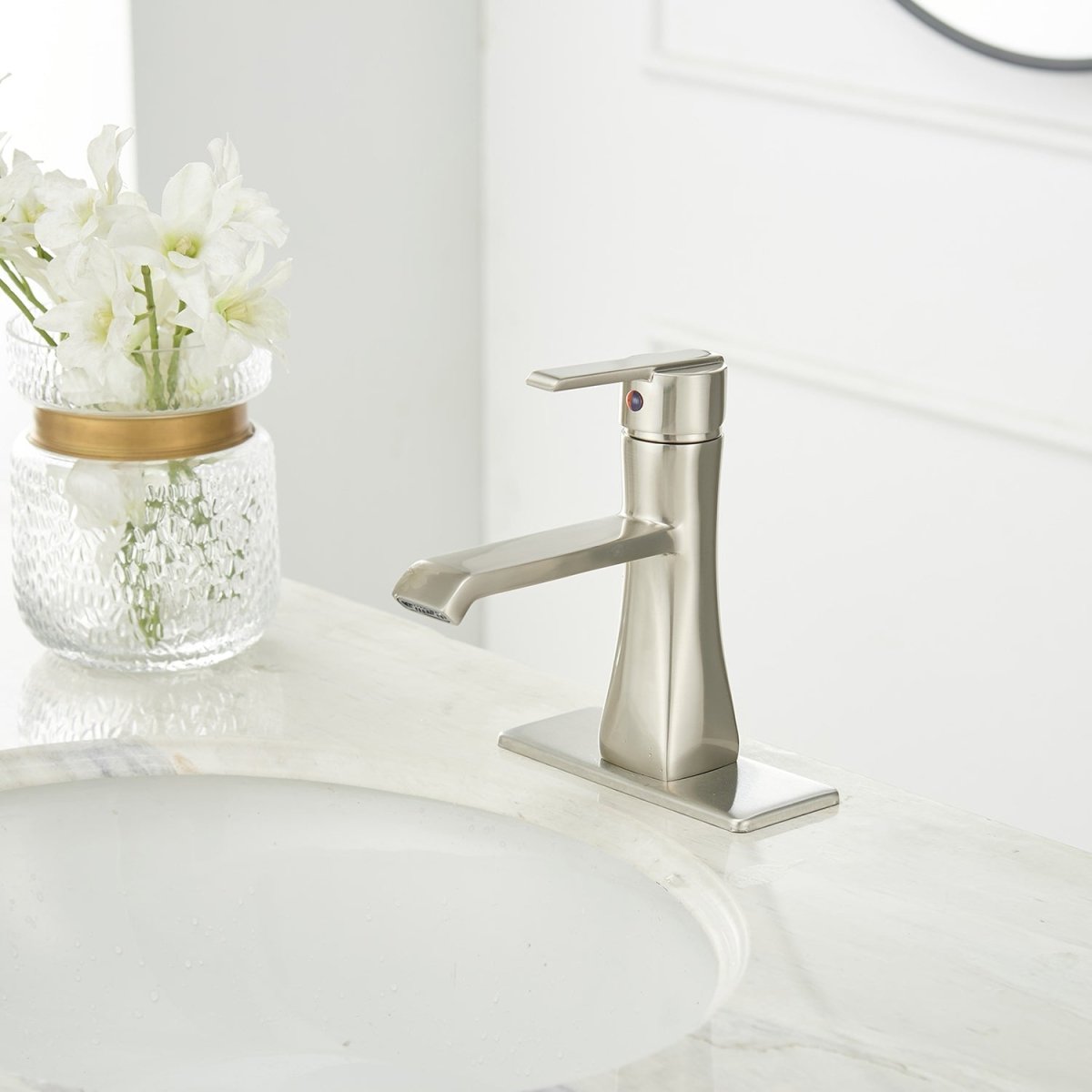 Single Hole Single-Handle Bathroom Faucet in Brushed Nickel - buyfaucet.com