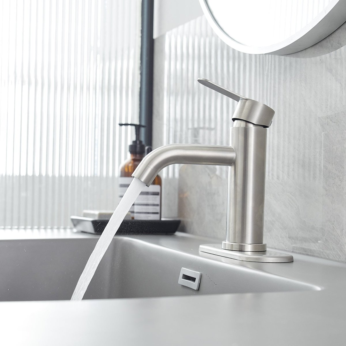 Single Hole Single-Handle Bathroom Faucet in Brushed Nickel - buyfaucet.com