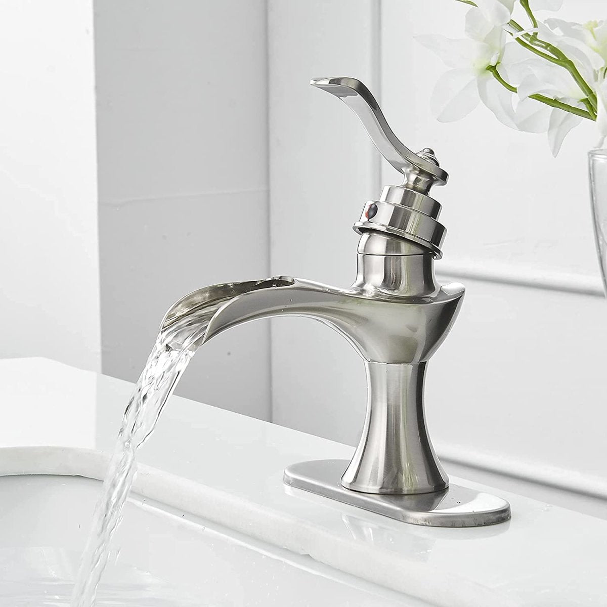 Single Hole Single-Handle Bathroom Faucet in Brushed Nickel - buyfaucet.com