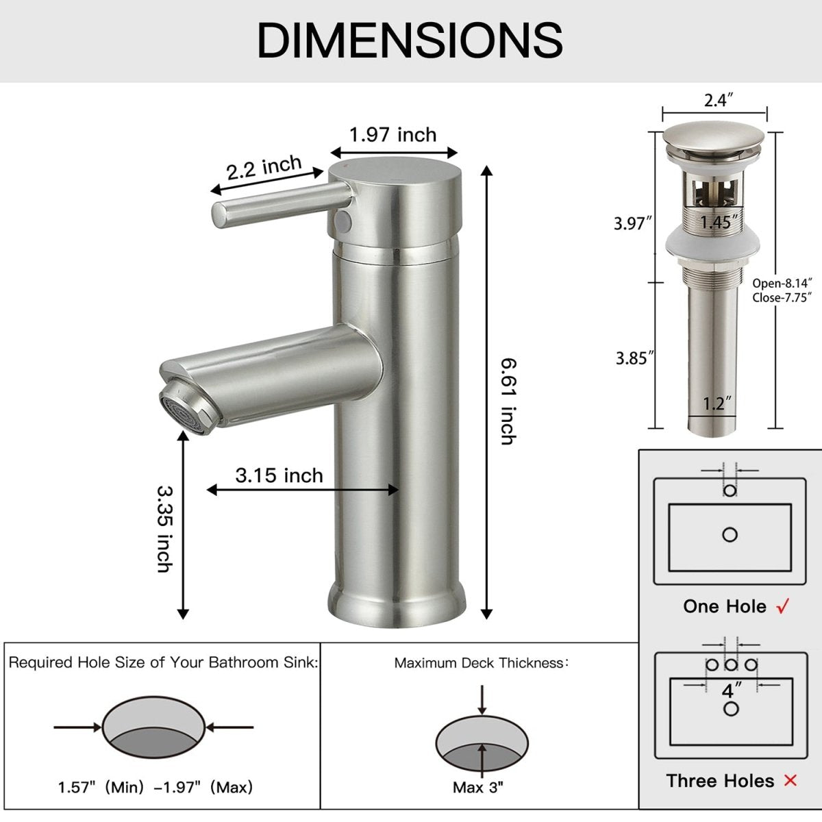Single Hole Single-Handle Bathroom Faucet in Brushed Nickel - buyfaucet.com