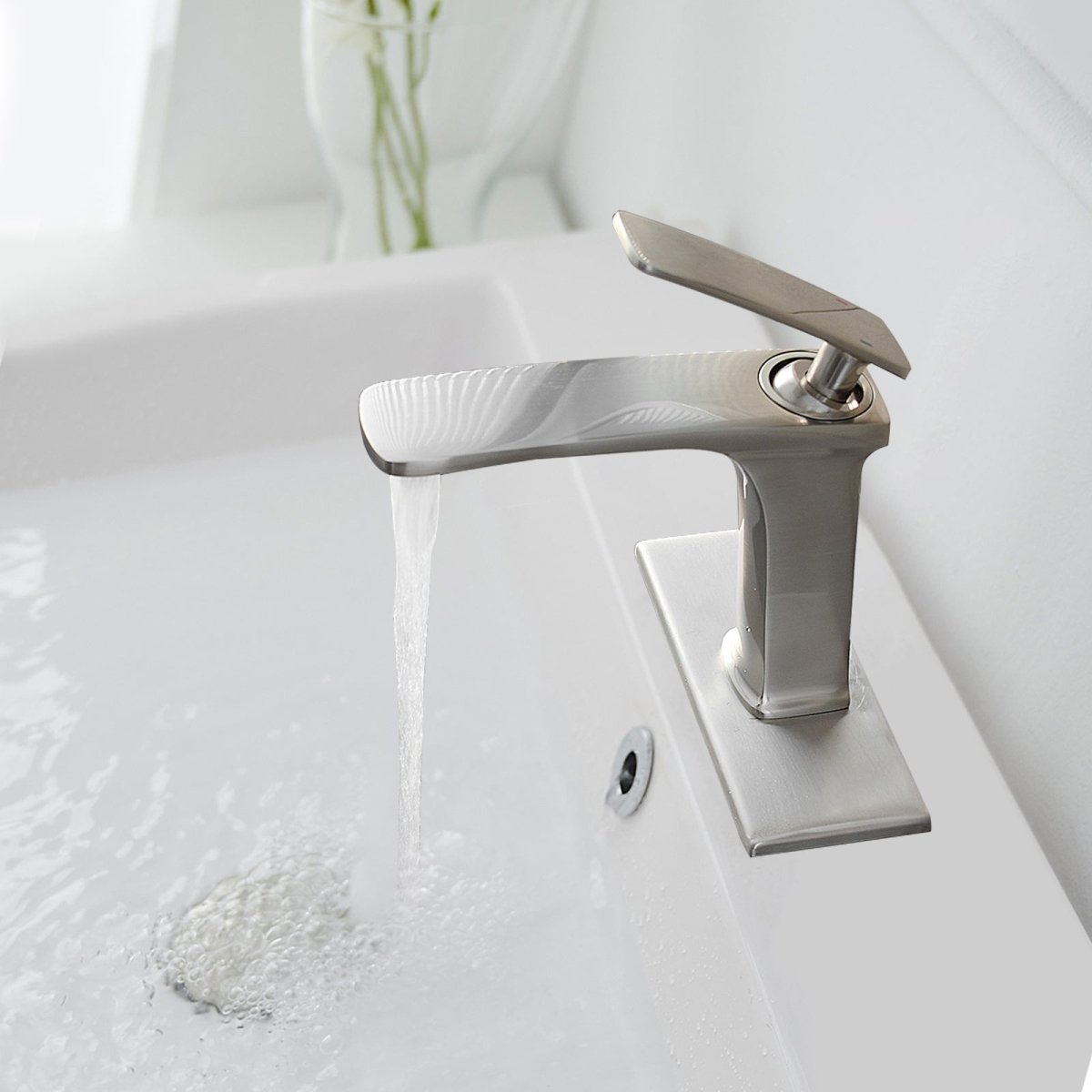 Single Hole Single-Handle Bathroom Faucet in Brushed Nickel - buyfaucet.com