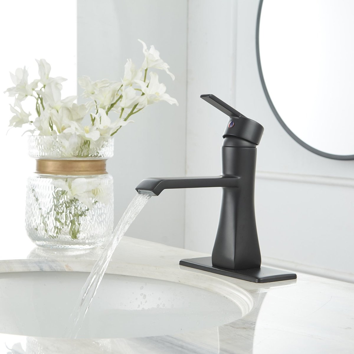 Single Hole Single-Handle Bathroom Faucet in Matte Black - buyfaucet.com
