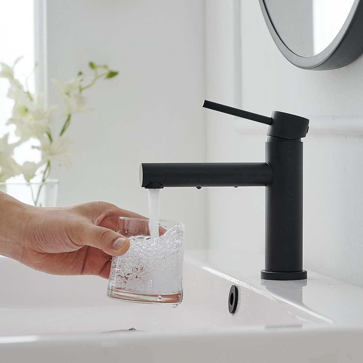 Single Hole Single-Handle Bathroom Faucet in Matte Black - buyfaucet.com