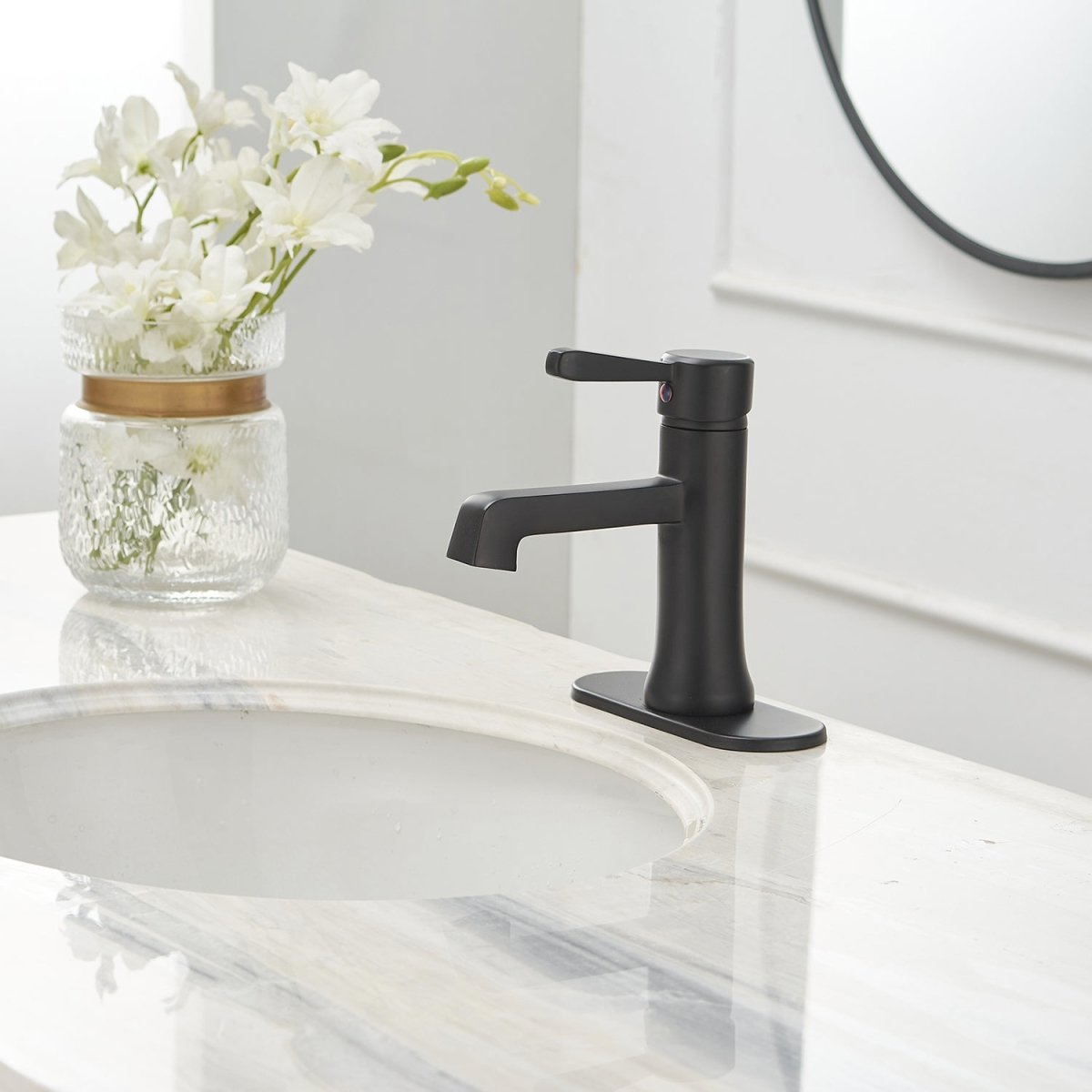 Single Hole Single-Handle Bathroom Faucet in Matte Black - buyfaucet.com