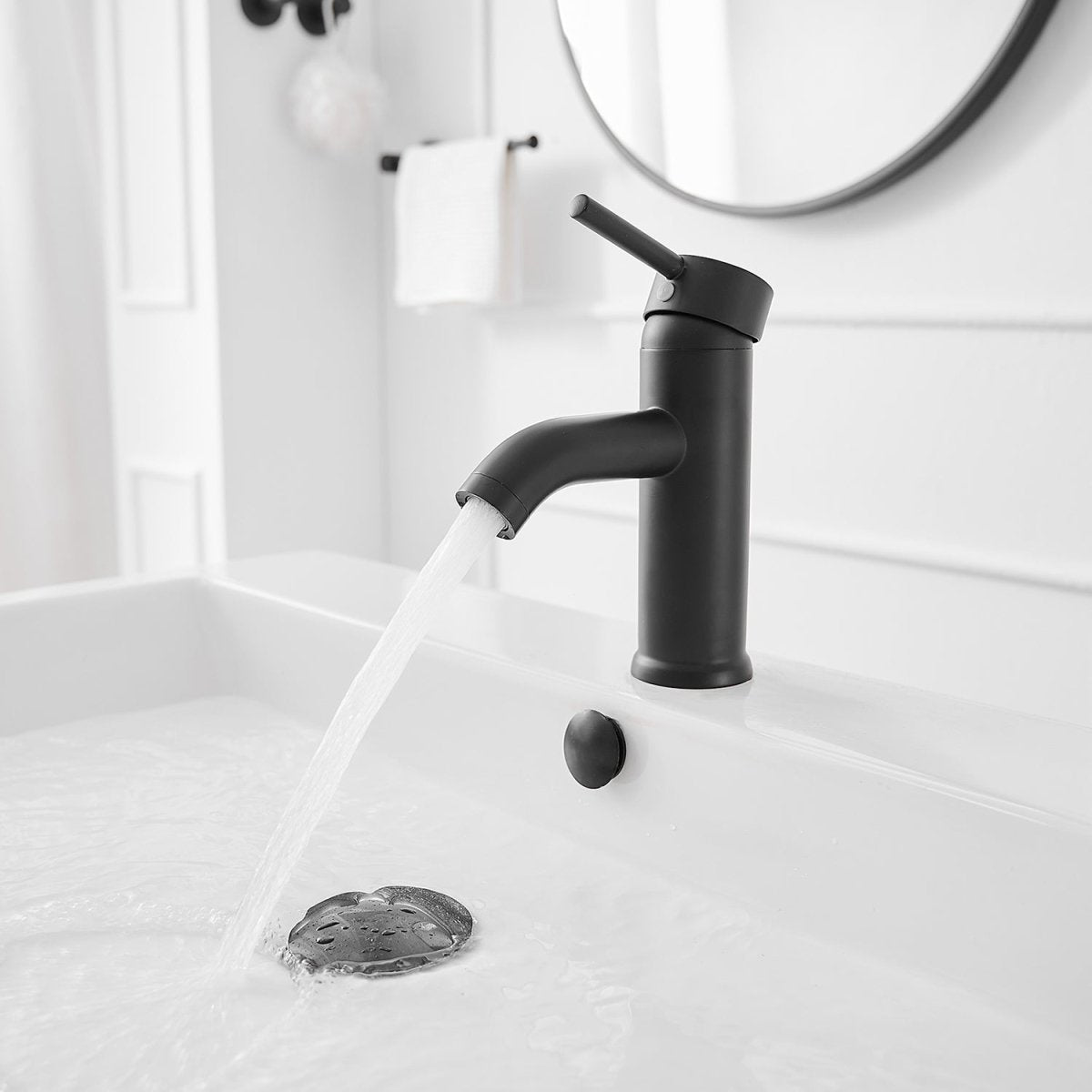 Single Hole Single-Handle Bathroom Faucet in Matte Black - buyfaucet.com
