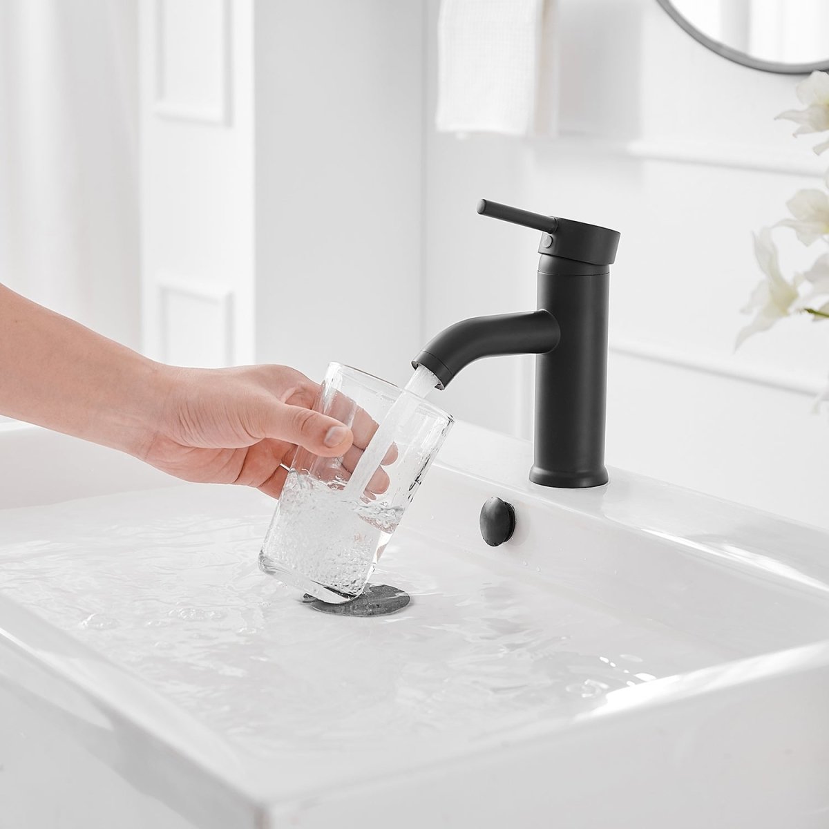 Single Hole Single-Handle Bathroom Faucet in Matte Black - buyfaucet.com