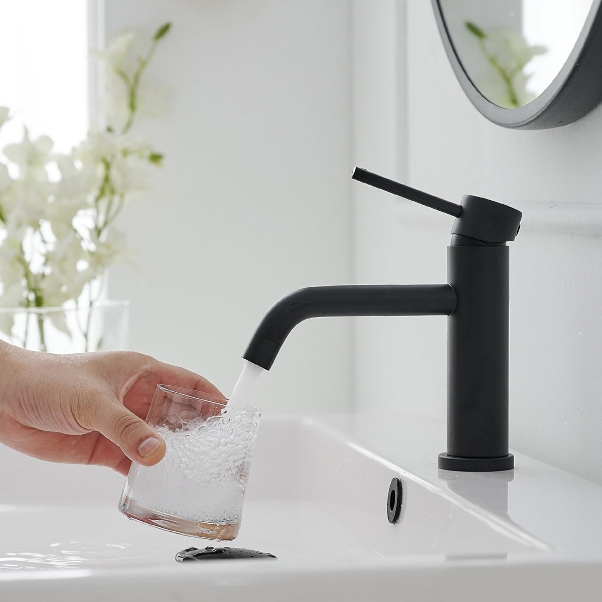 Single Hole Single-Handle Bathroom Faucet in Matte Black - buyfaucet.com