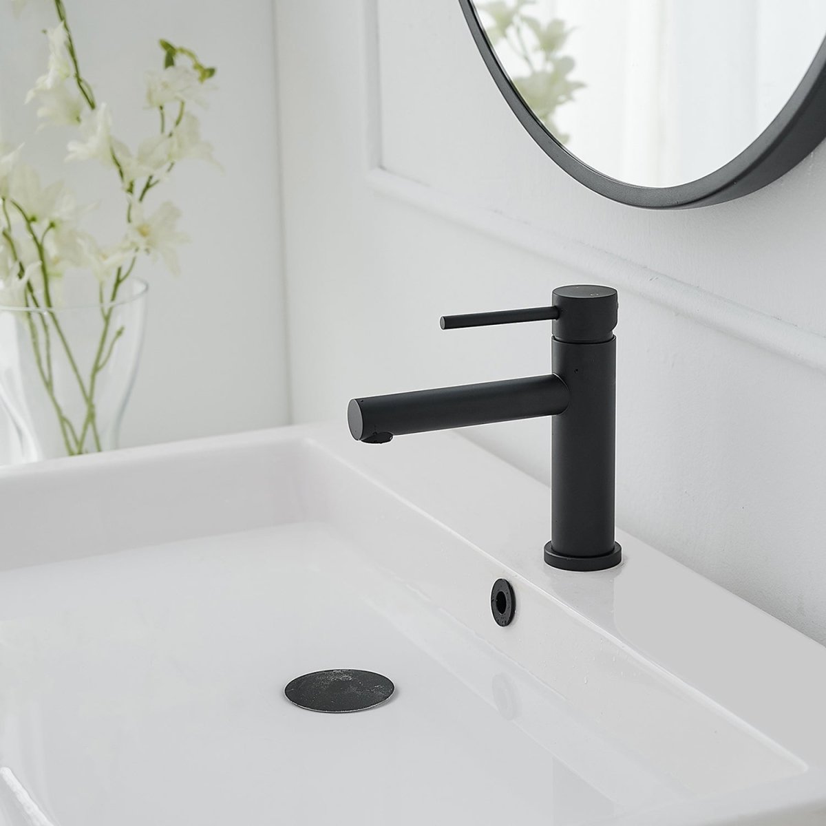 Single Hole Single-Handle Bathroom Faucet in Matte Black - buyfaucet.com