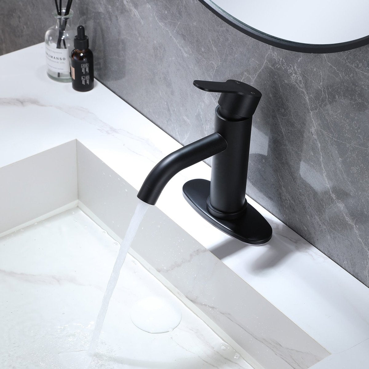 Single Hole Single-Handle Bathroom Faucet in Matte Black - buyfaucet.com