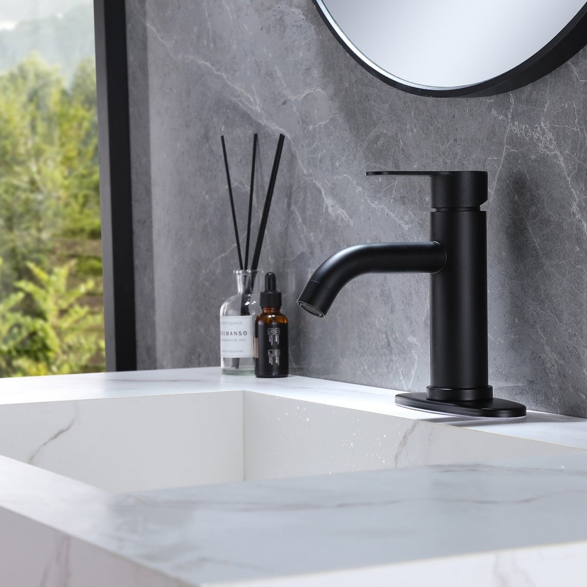 Single Hole Single-Handle Bathroom Faucet in Matte Black - buyfaucet.com