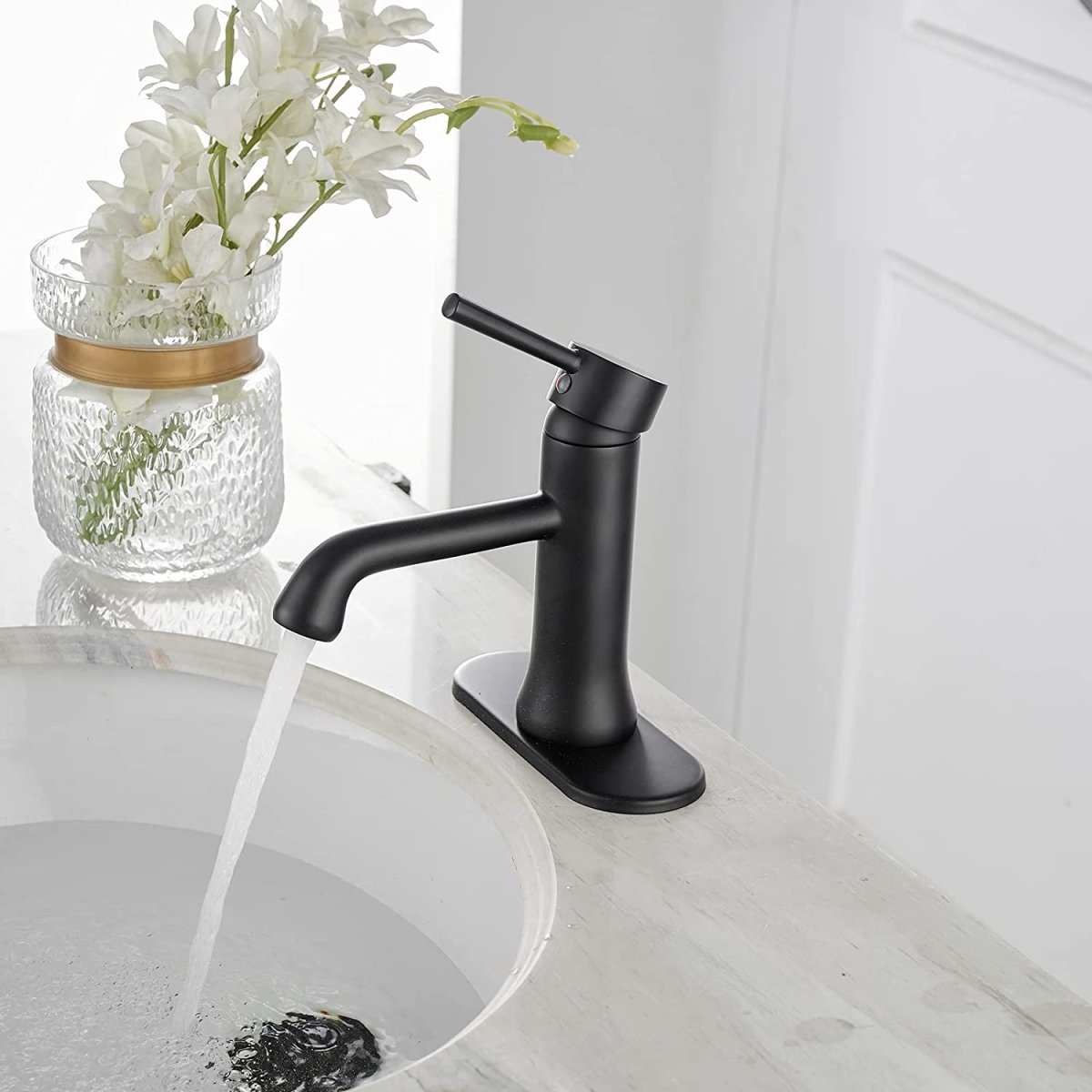 Single Hole Single-Handle Bathroom Faucet in Matte Black - buyfaucet.com