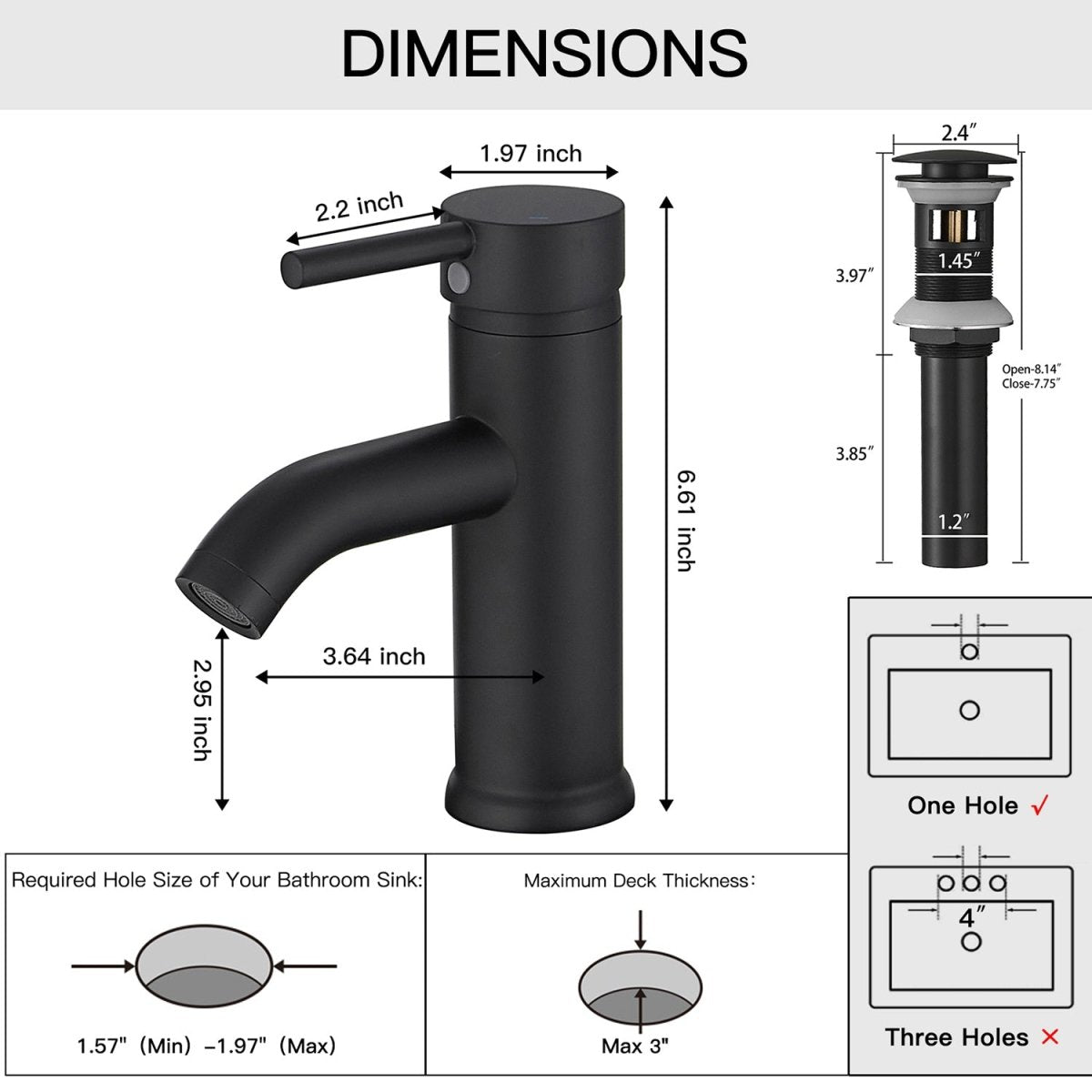 Single Hole Single-Handle Bathroom Faucet in Matte Black - buyfaucet.com
