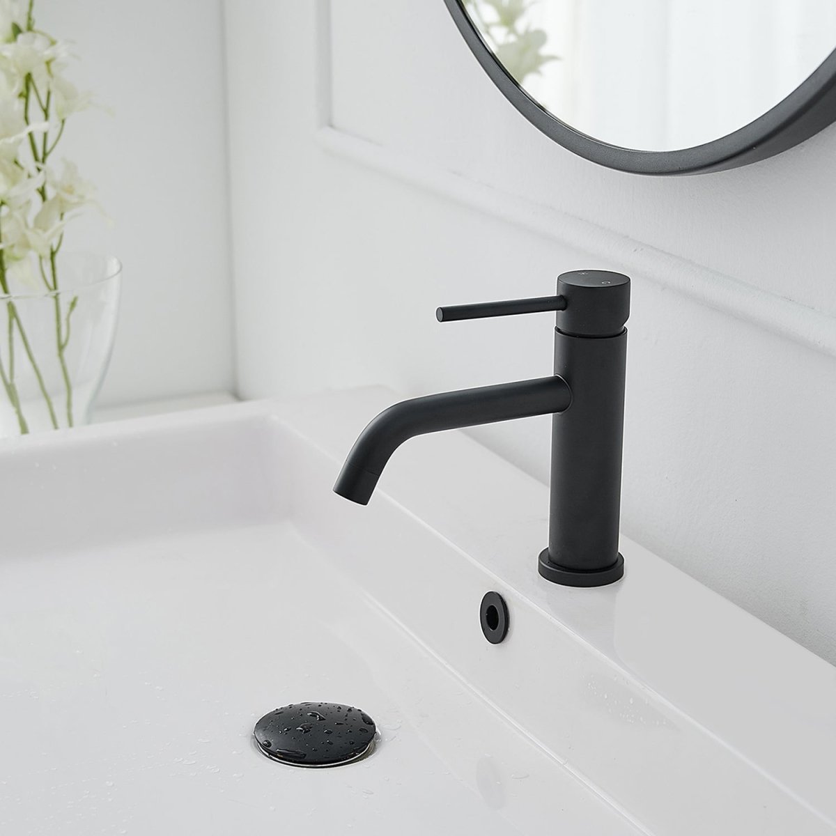Single Hole Single-Handle Bathroom Faucet in Matte Black - buyfaucet.com