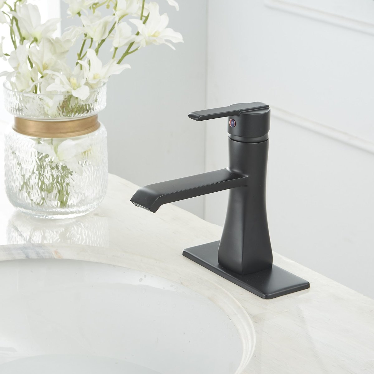 Single Hole Single-Handle Bathroom Faucet in Matte Black - buyfaucet.com