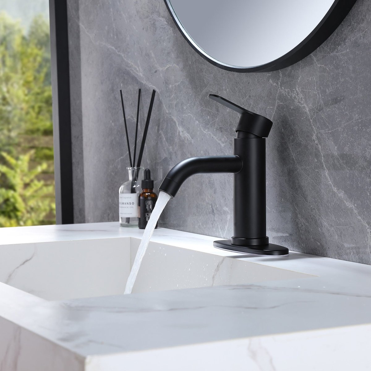 Single Hole Single-Handle Bathroom Faucet in Matte Black - buyfaucet.com