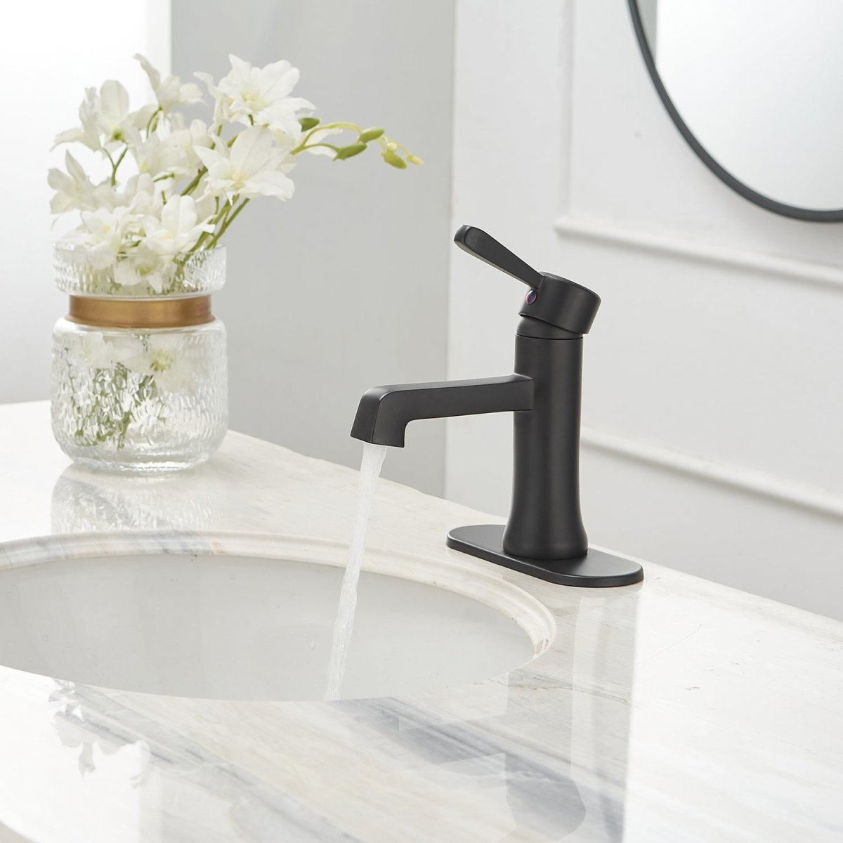 Single Hole Single-Handle Bathroom Faucet in Matte Black - buyfaucet.com