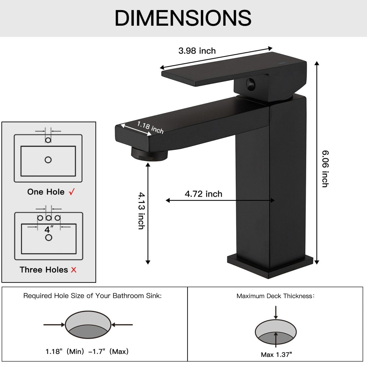 Single Hole Single-Handle Bathroom Faucet in Matte Black - buyfaucet.com