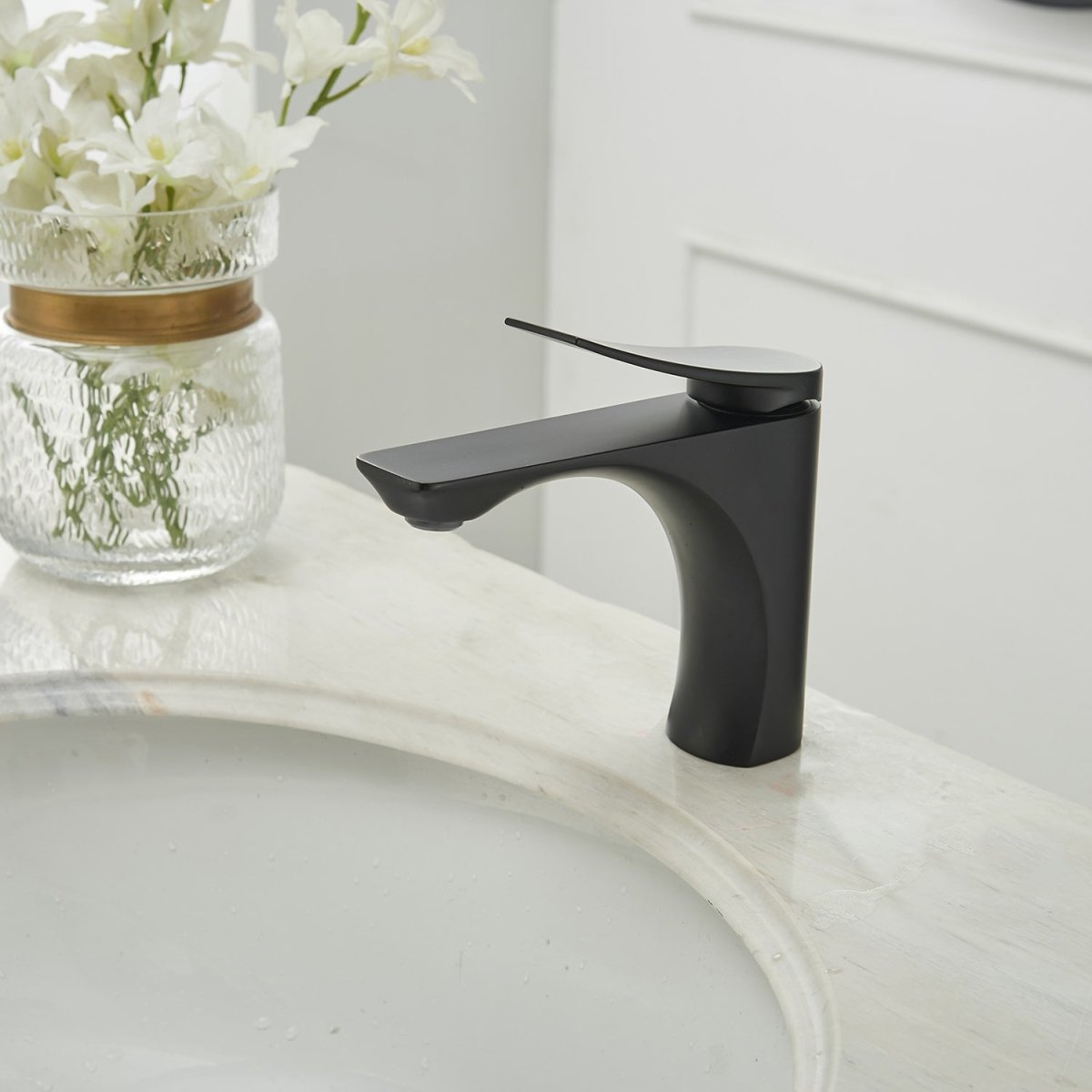 Single Hole Single-Handle Bathroom Faucet in Matte Black - buyfaucet.com