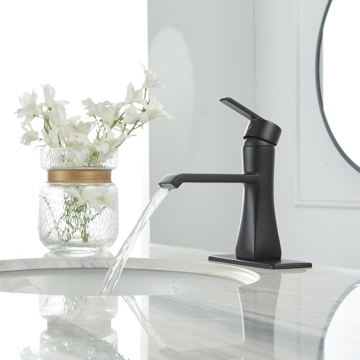 Single Hole Single-Handle Bathroom Faucet in Matte Black - buyfaucet.com