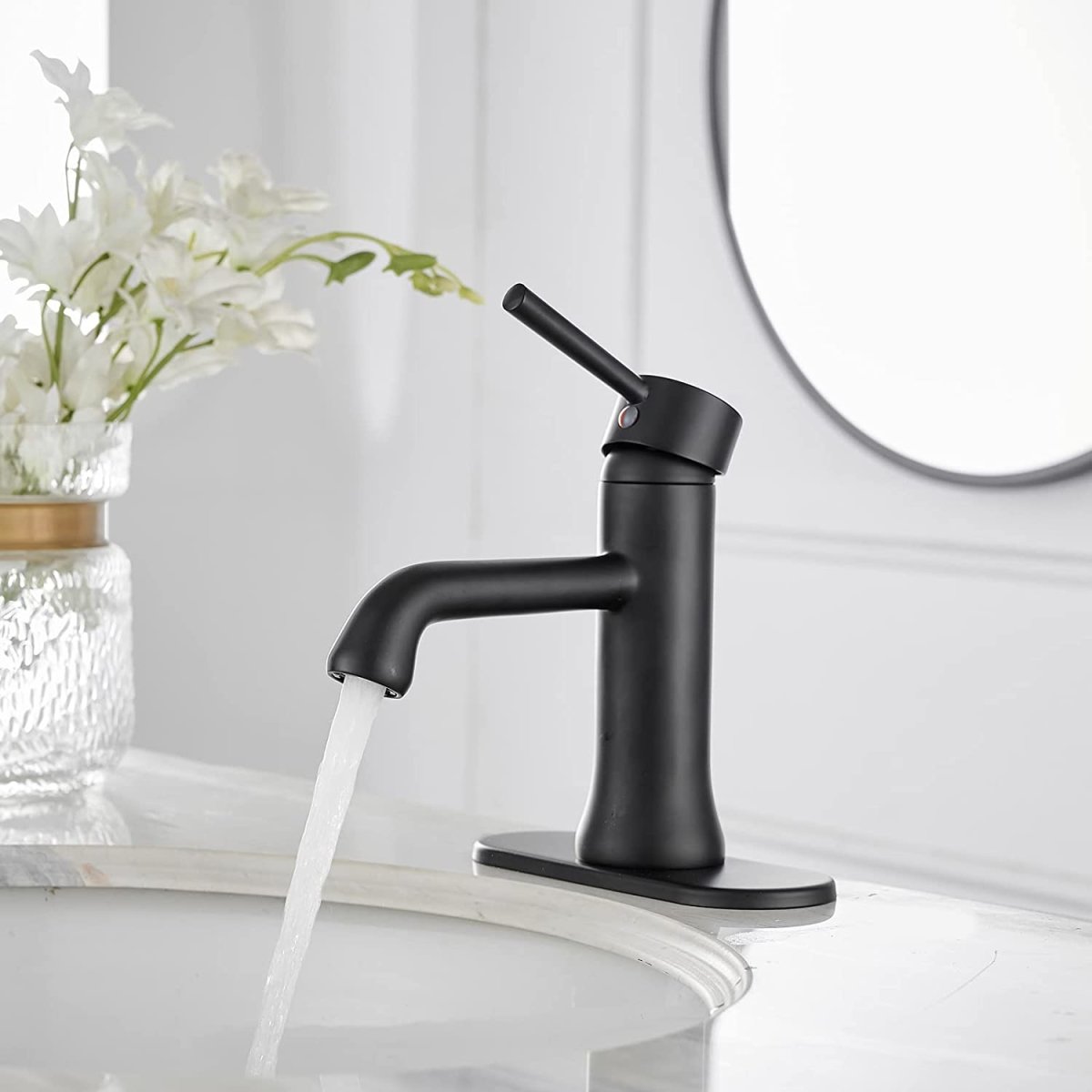 Single Hole Single-Handle Bathroom Faucet in Matte Black - buyfaucet.com