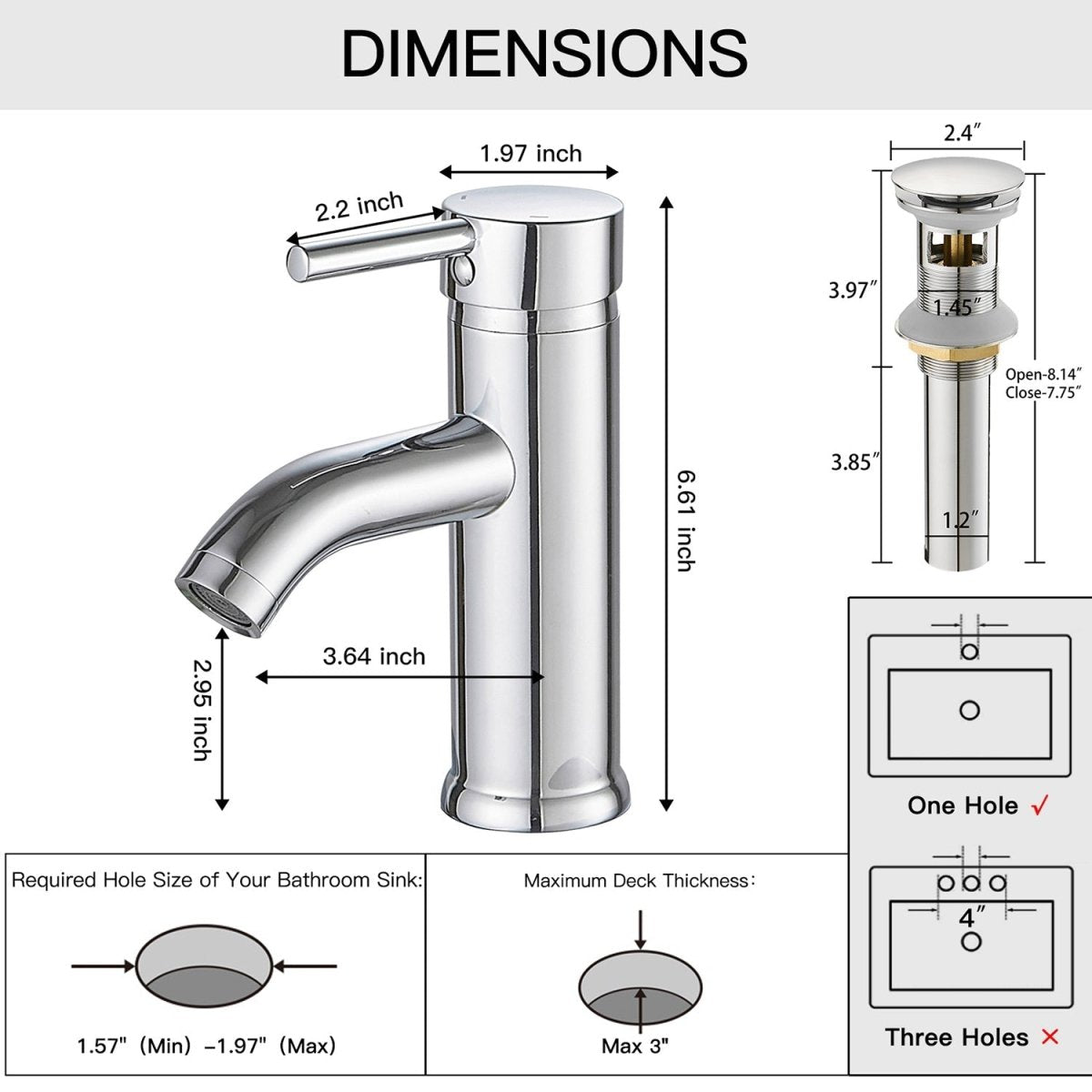 Single Hole Single-Handle Bathroom Faucet in Polished Chrome - buyfaucet.com